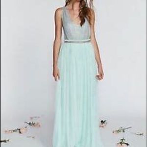 Elegant Mint and Gray Maxi Dress